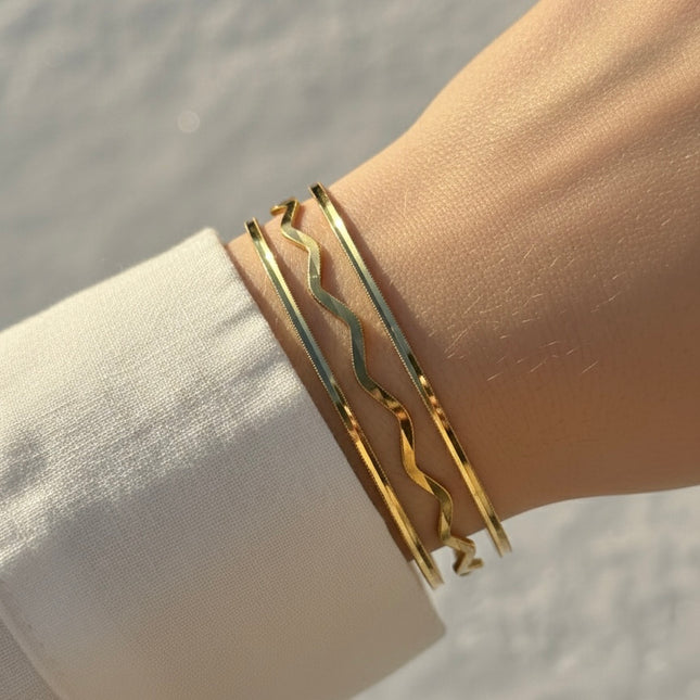 Ajda Zickzack Armreif | 22K vergoldet