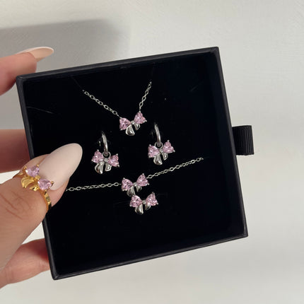 Améline Bow Necklace • Pink